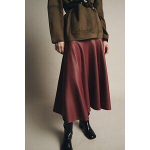 ZARA ZW COLLECTION LEATHER EFFECT MIDI SKIRT